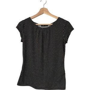 Mandy Evans, black and white polkadot blouse